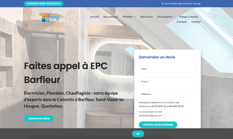 creation site internet cherbourg electricien plombier chauffagiste epc @ agence so direct